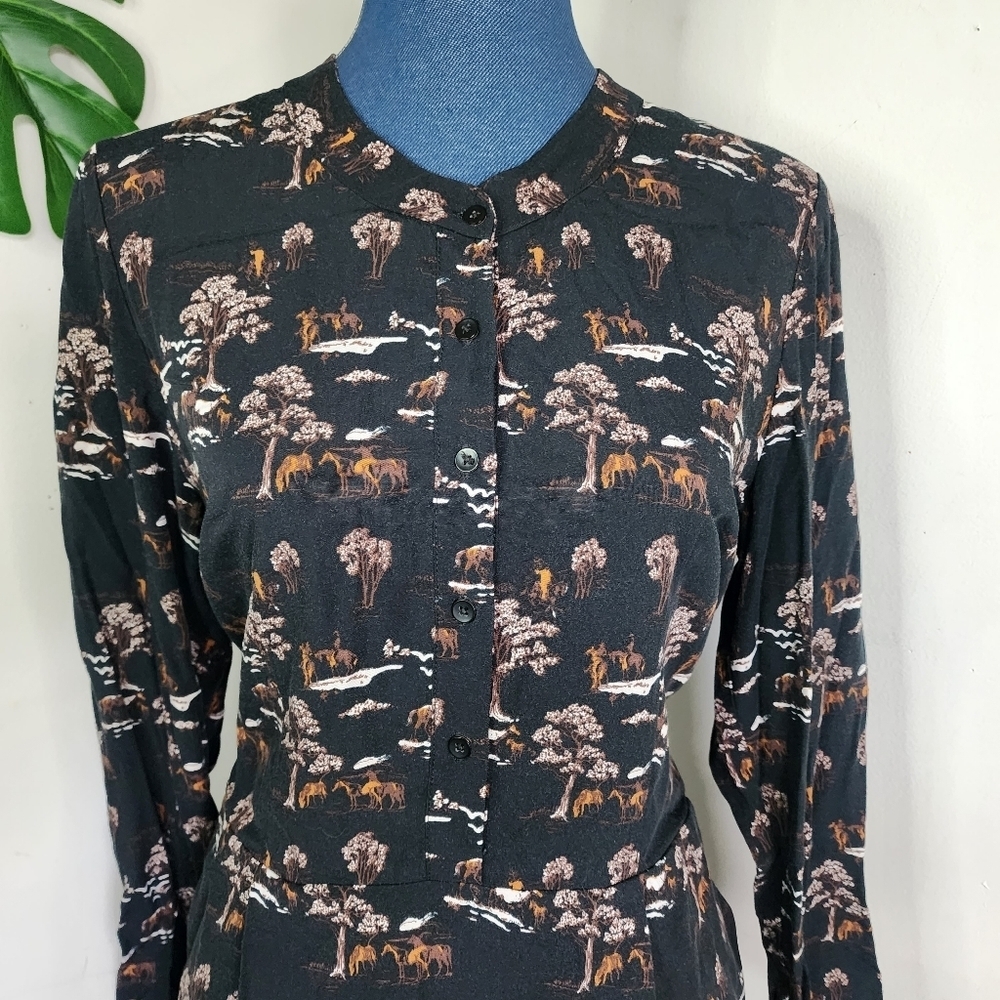 Indi & Cold Loose Western Style Printed Black Dress View 3